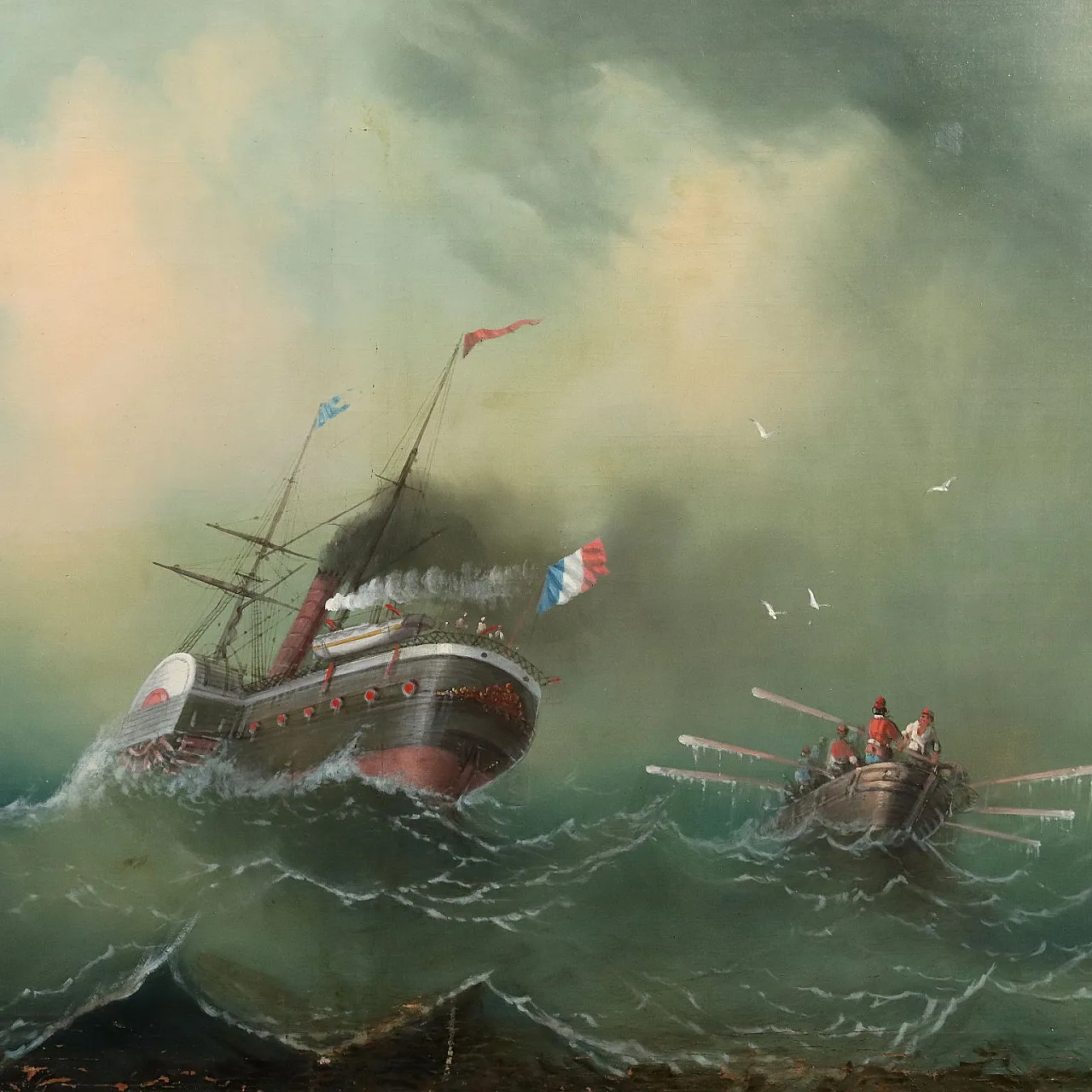 Painting Stormy Sea, 19th century 3