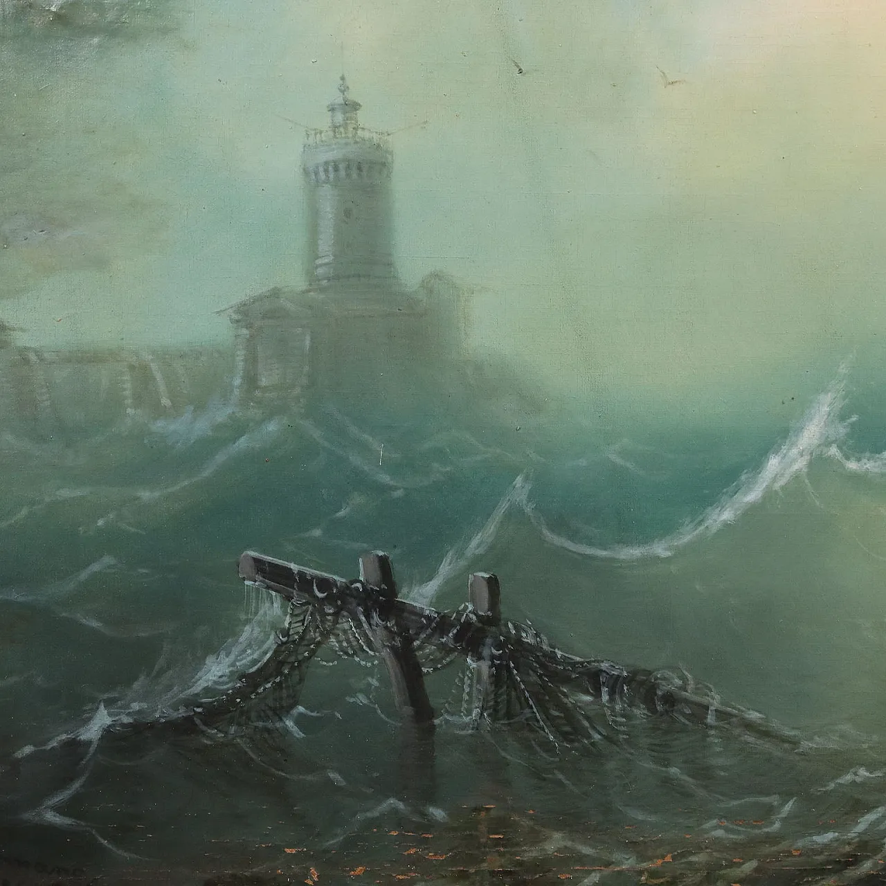 Painting Stormy Sea, 19th century 7