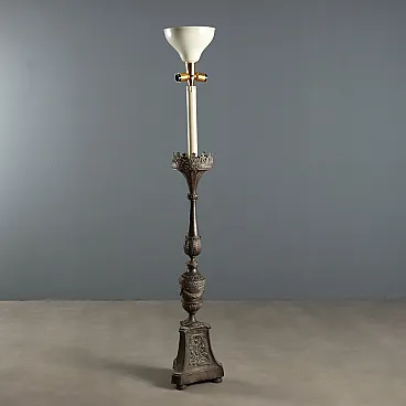 Candelabra floor lamp in Renaissance style iron work, 19th century