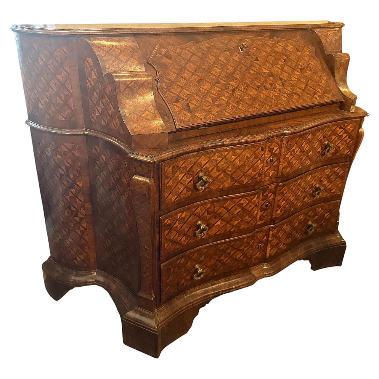 Louis XIV marquetry bureau cabinet, 18th century 1