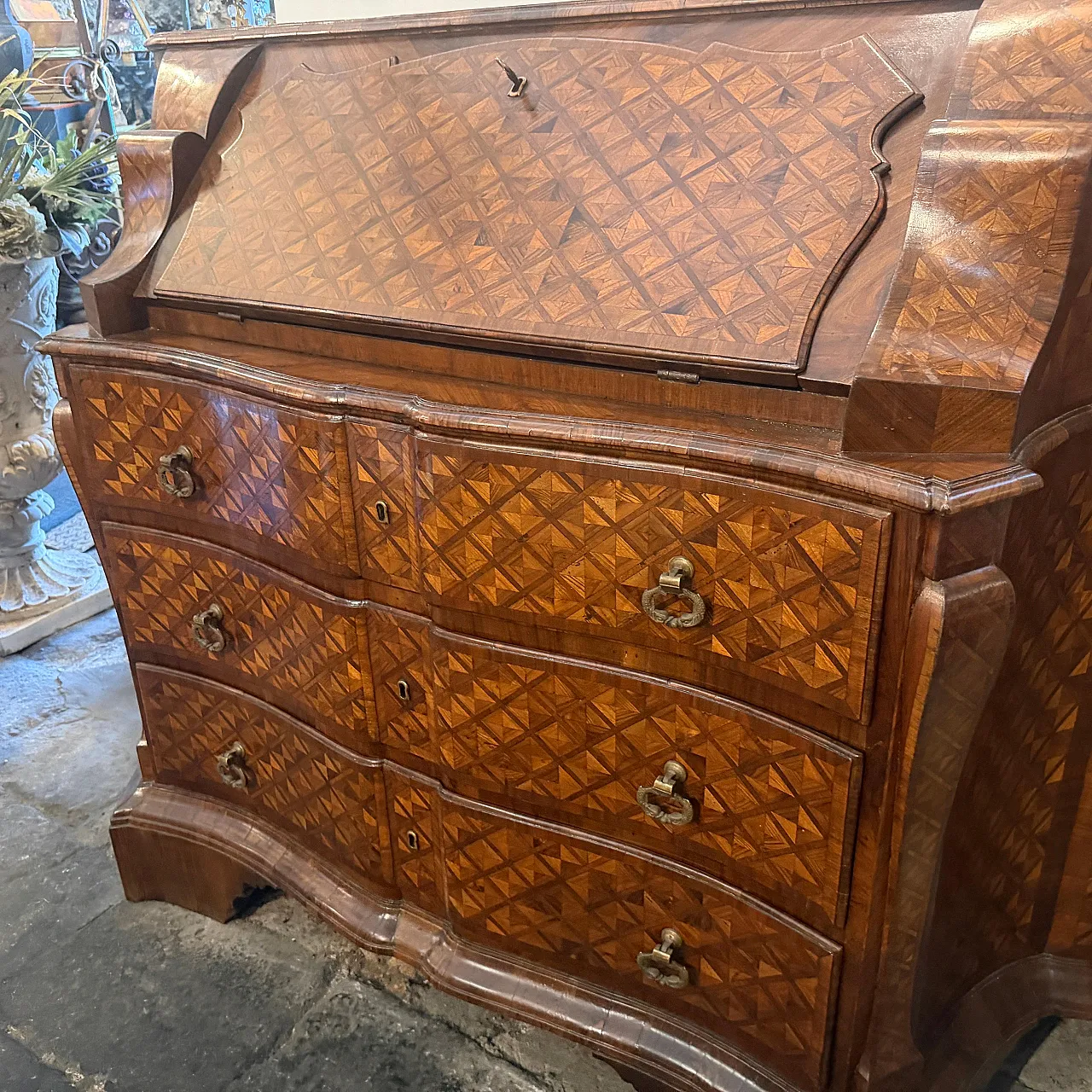 Louis XIV marquetry bureau cabinet, 18th century 5