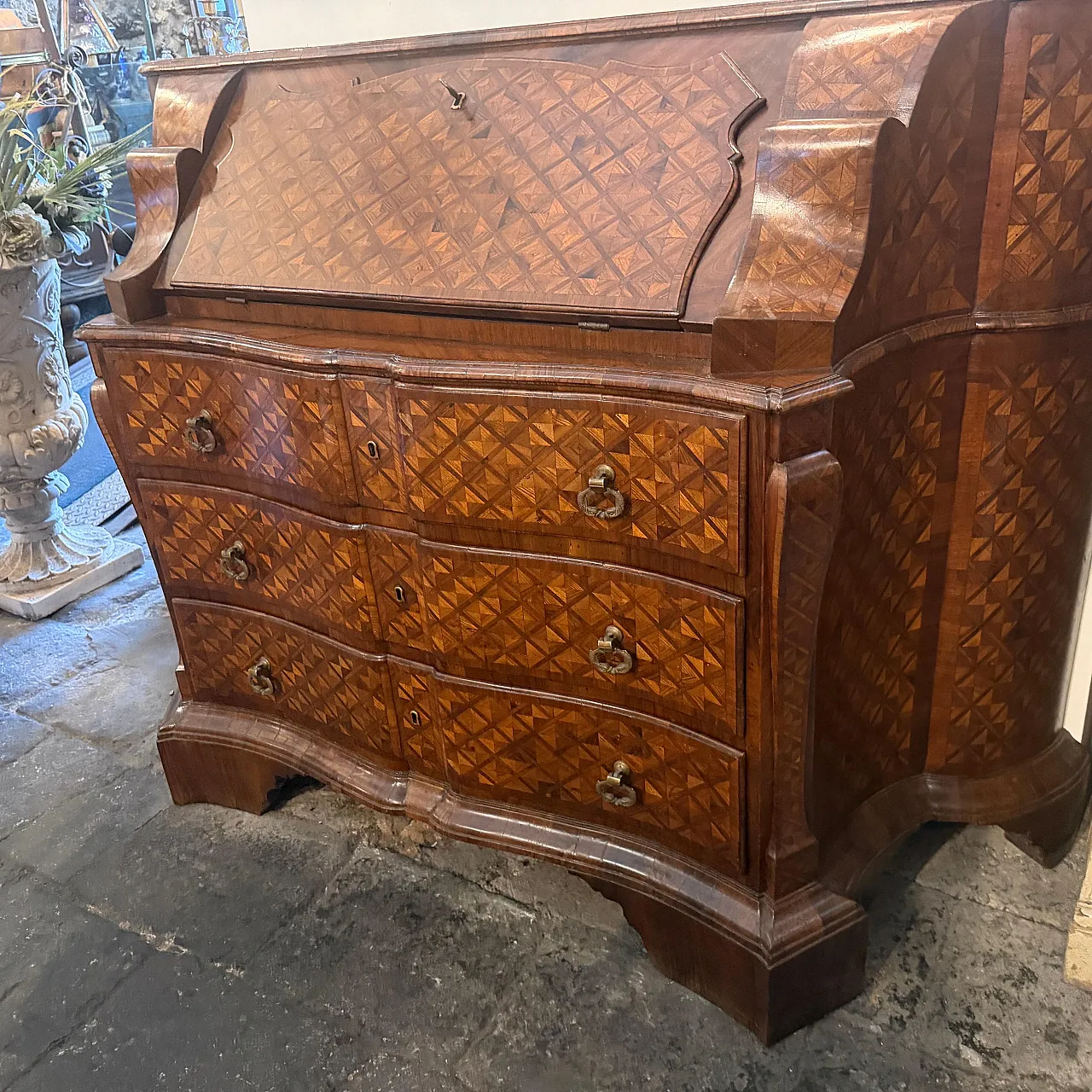 Louis XIV marquetry bureau cabinet, 18th century 9