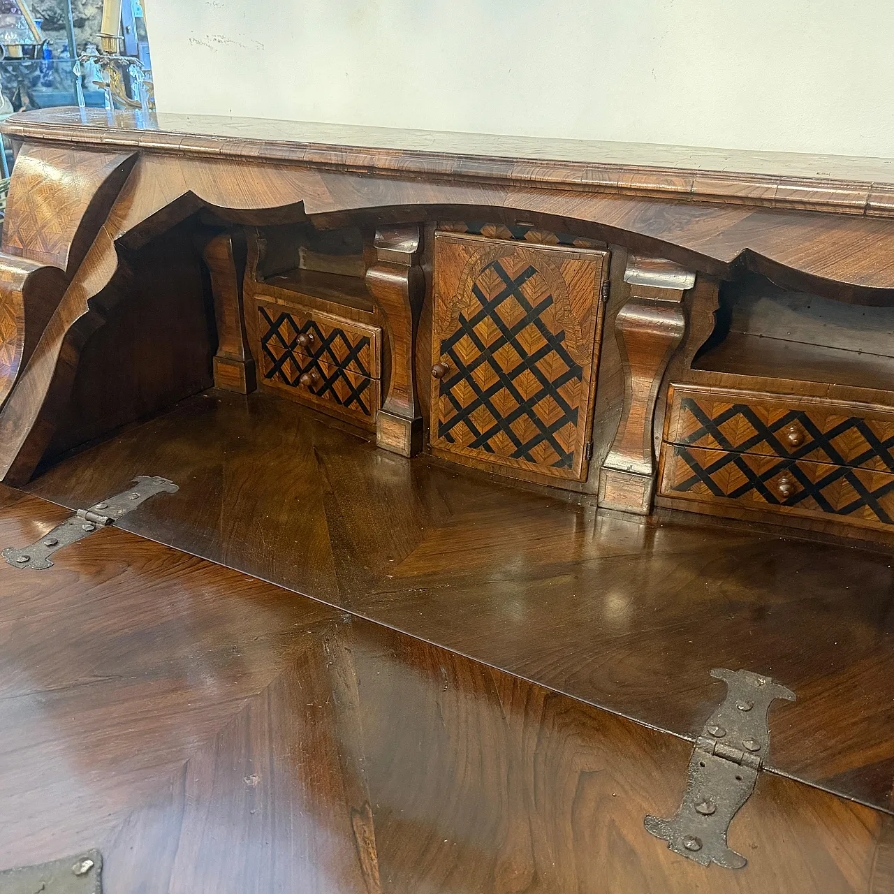 Louis XIV marquetry bureau cabinet, 18th century 11