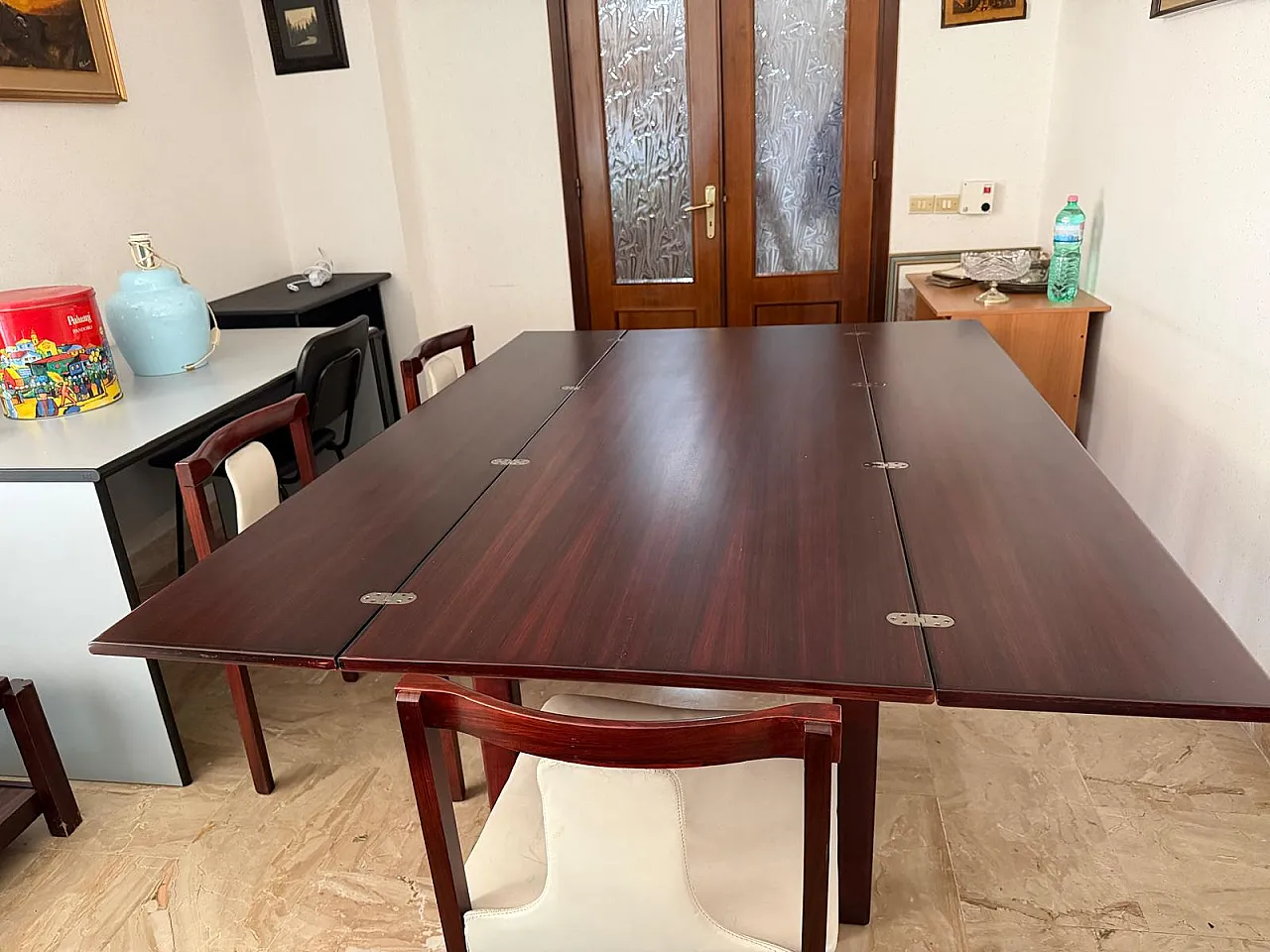 Tavolo da pranzo rettangolare allungabile, anni '70 2