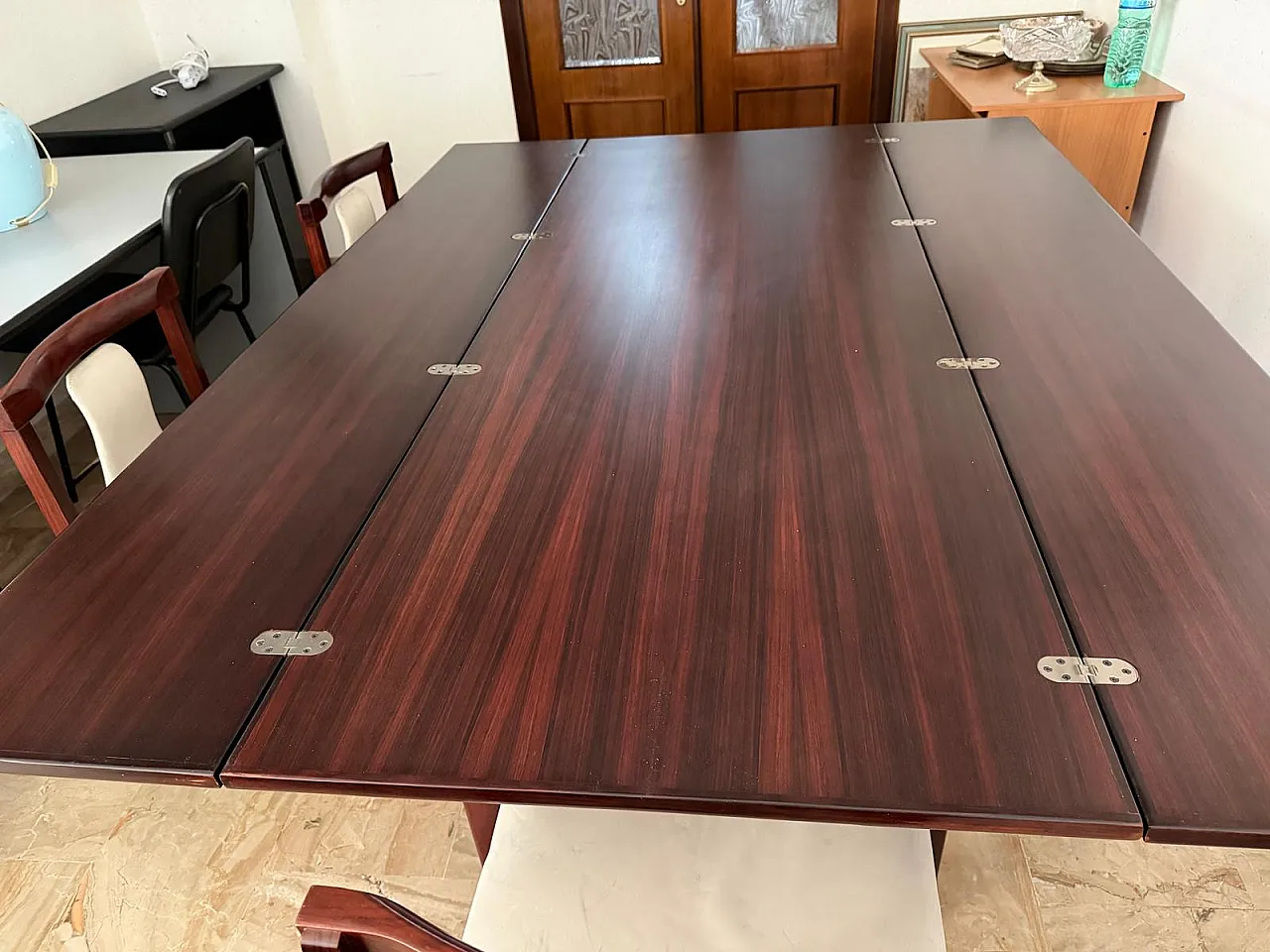 Tavolo da pranzo rettangolare allungabile, anni '70 3