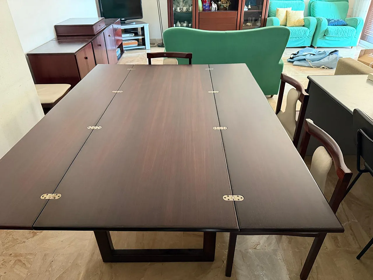 Tavolo da pranzo rettangolare allungabile, anni '70 5