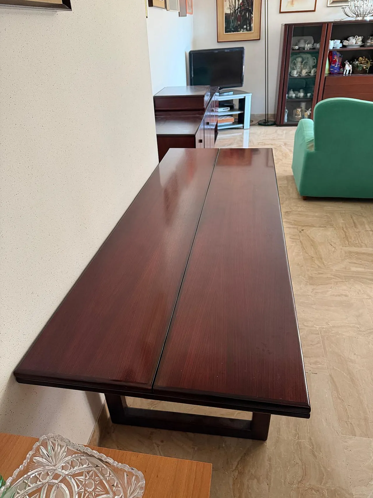 Tavolo da pranzo rettangolare allungabile, anni '70 8