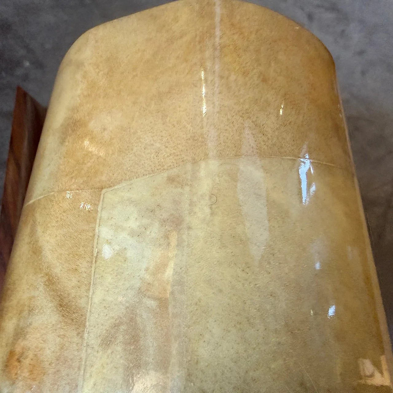 Aldo Tura Mid-Century Modern goatskin and brass ice bucket, 1950s 4