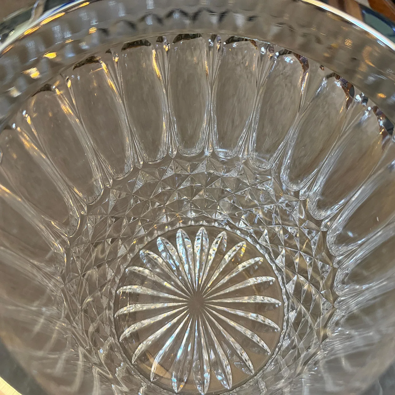 Mid-Century Modern cut crystal and chromed metal wine cooler, 1980s 4