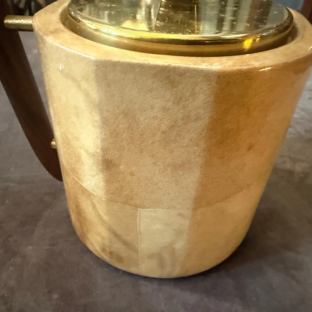 Aldo Tura Mid-Century Modern goatskin and brass ice bucket, 1950s 6