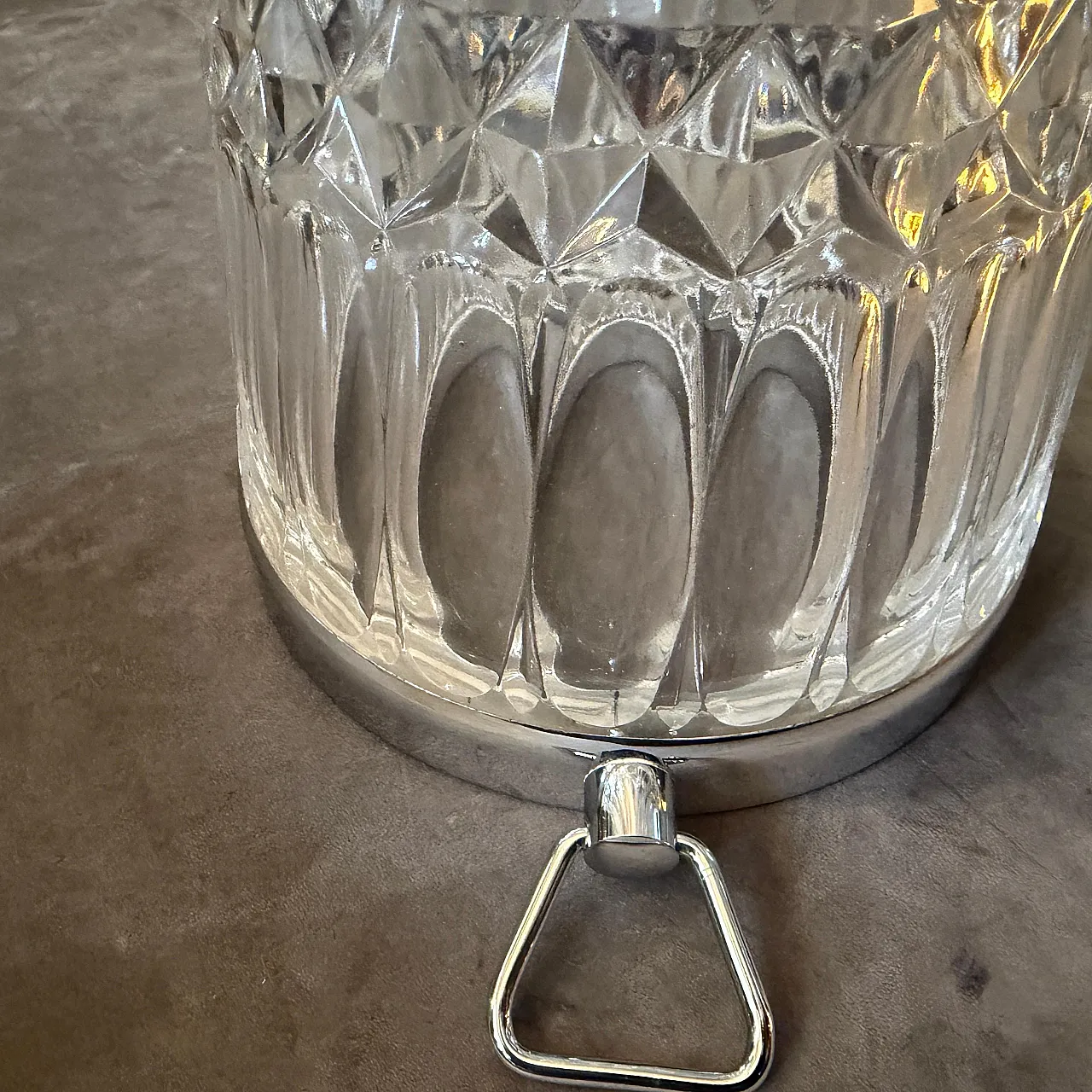 Mid-Century Modern cut crystal and chromed metal wine cooler, 1980s 7