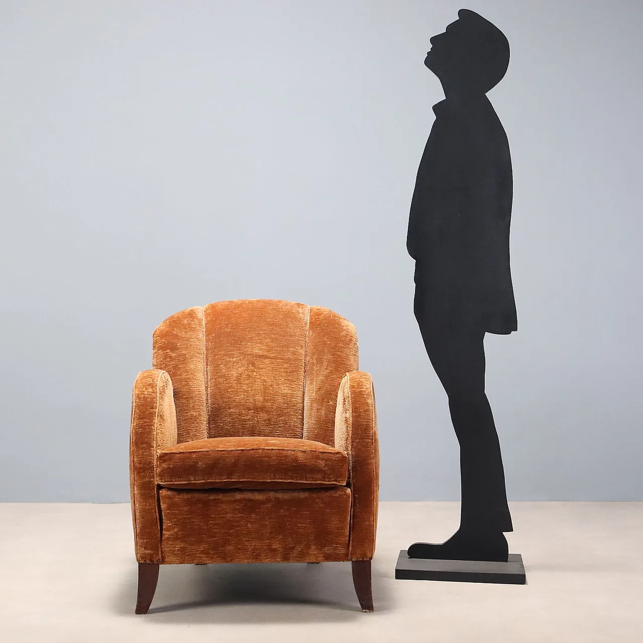 Velvet armchair, mid-20th century 2