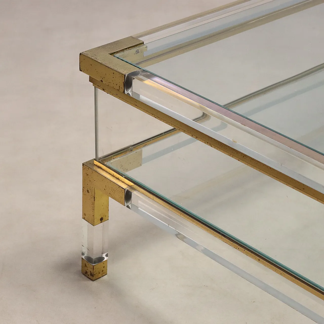 Plexiglass, glass and metal center table, 1980s 6
