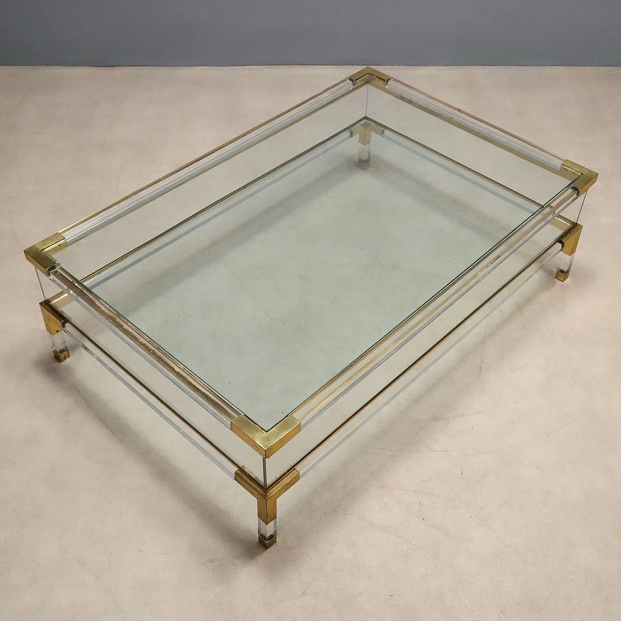 Plexiglass, glass and metal center table, 1980s 7