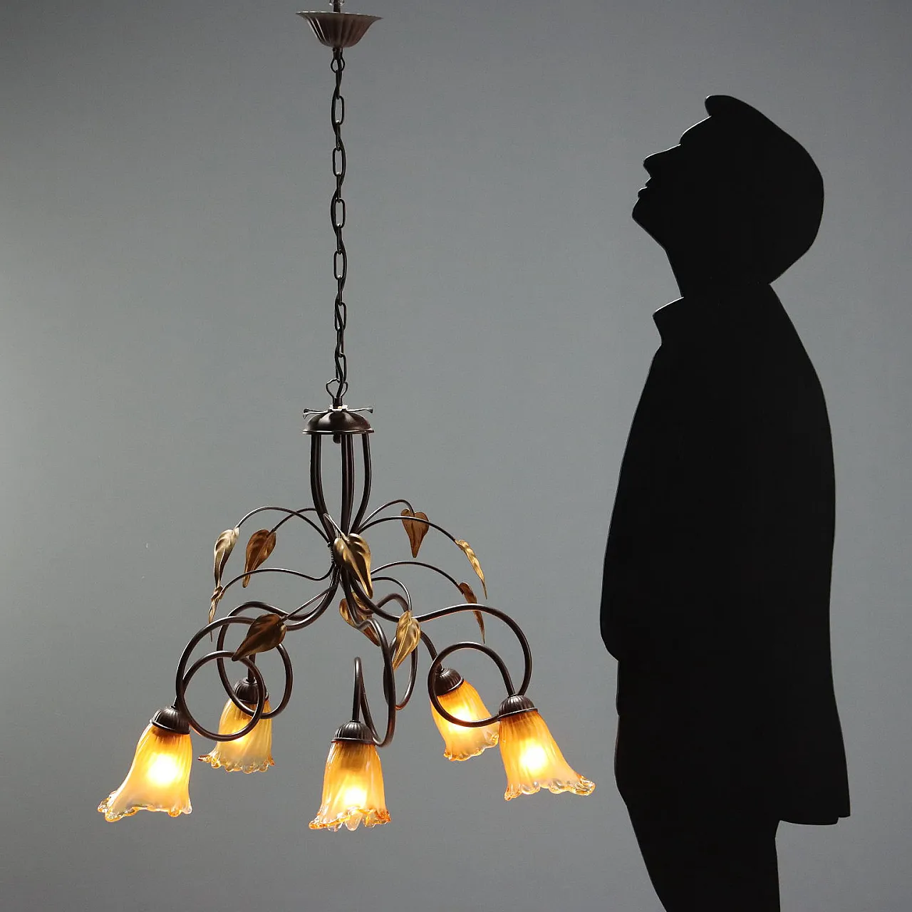 Art Nouveau chandelier with 5 lights, mid-20th century 2