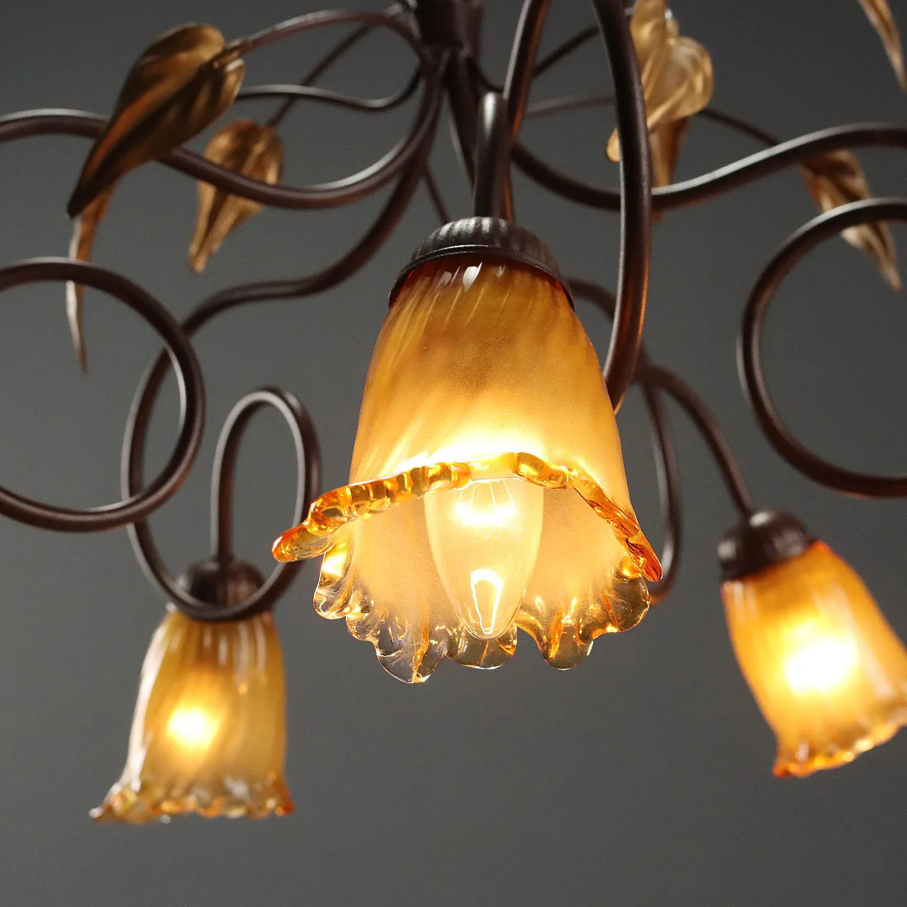 Art Nouveau chandelier with 5 lights, mid-20th century 5