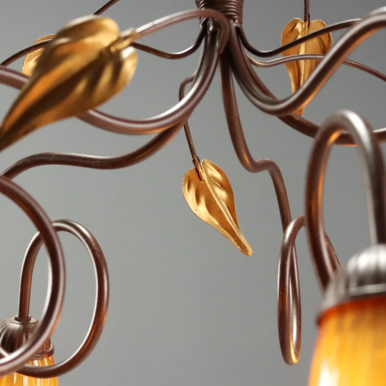 Art Nouveau chandelier with 5 lights, mid-20th century 8