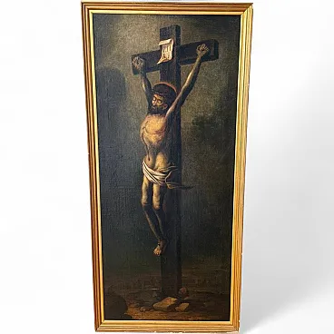 Crocifissione Monogrammata - Scuola Spagnola, Olio su Tela, XVII Secolo