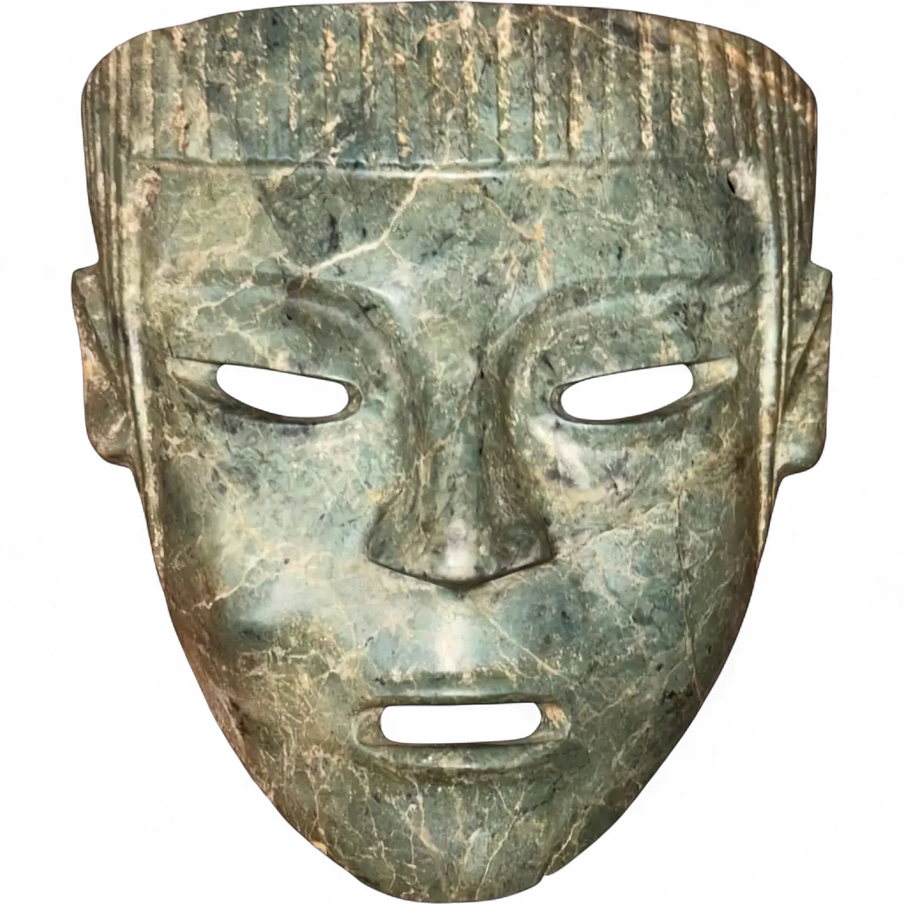 Antica maschera cerimoniale mesoamericana in pietra verde - Cultura Mezcala 11