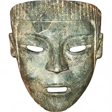 Antica maschera cerimoniale mesoamericana in pietra verde - Cultura Mezcala