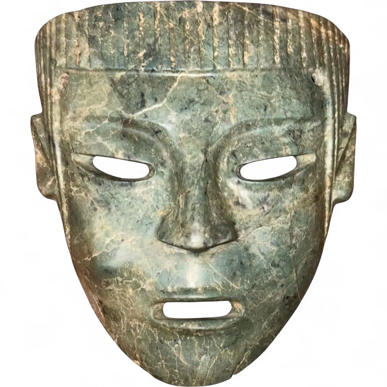 Antica maschera cerimoniale mesoamericana in pietra verde - Cultura Mezcala 12