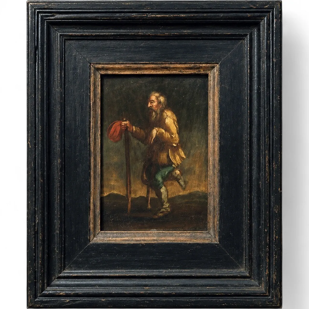 Mendicante con cappello rosso Scuola Francese, Olio su Tavola, '600 7