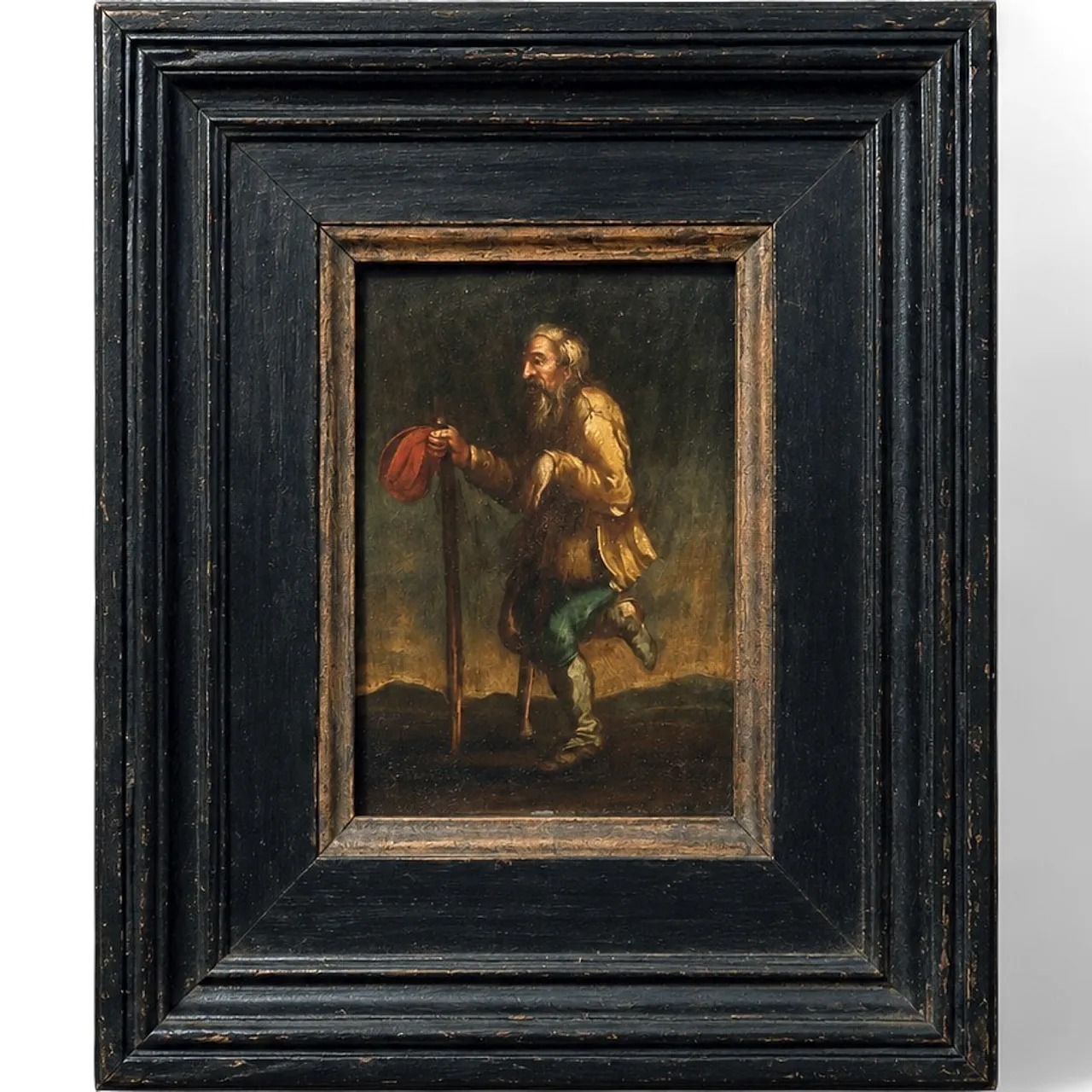Mendicante con cappello rosso Scuola Francese, Olio su Tavola, '600 8