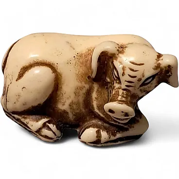 Maiale cinese Netsuke in avorio Dinastia Ming