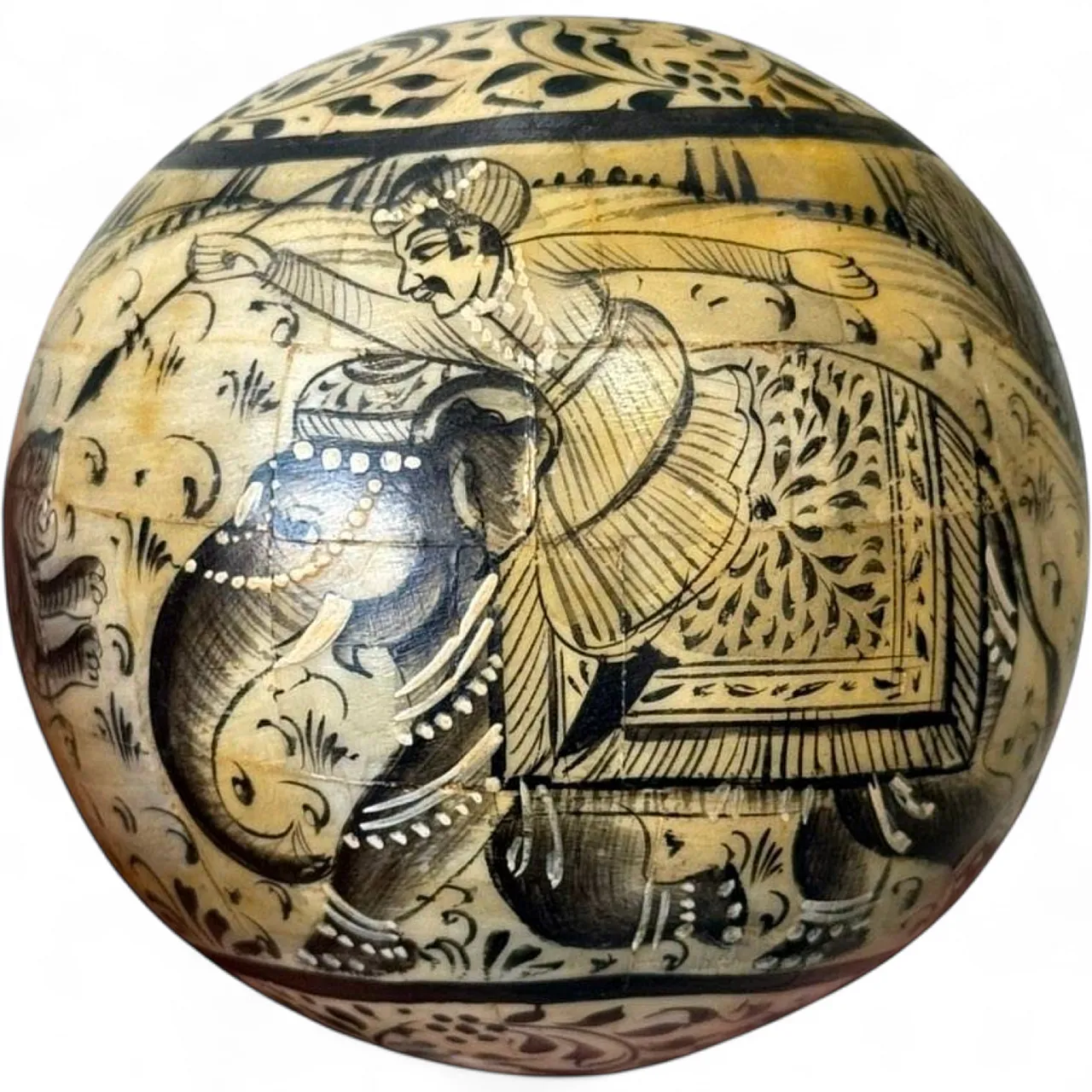 Capolavoro indiano Mughal, sfera in avorio dipinta, '700 9