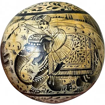 Capolavoro indiano Mughal, sfera in avorio dipinta, '700