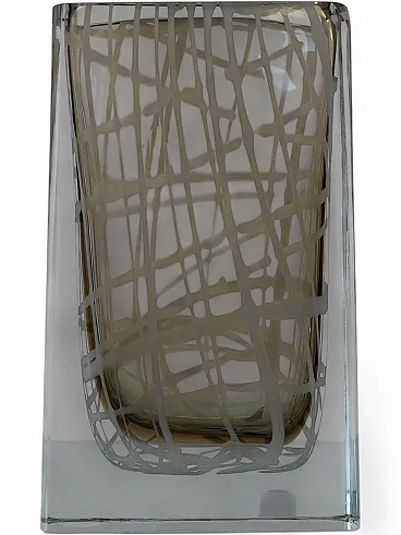 Vaso in vetro di Murano firmato Roberto Beltrami, anni '90