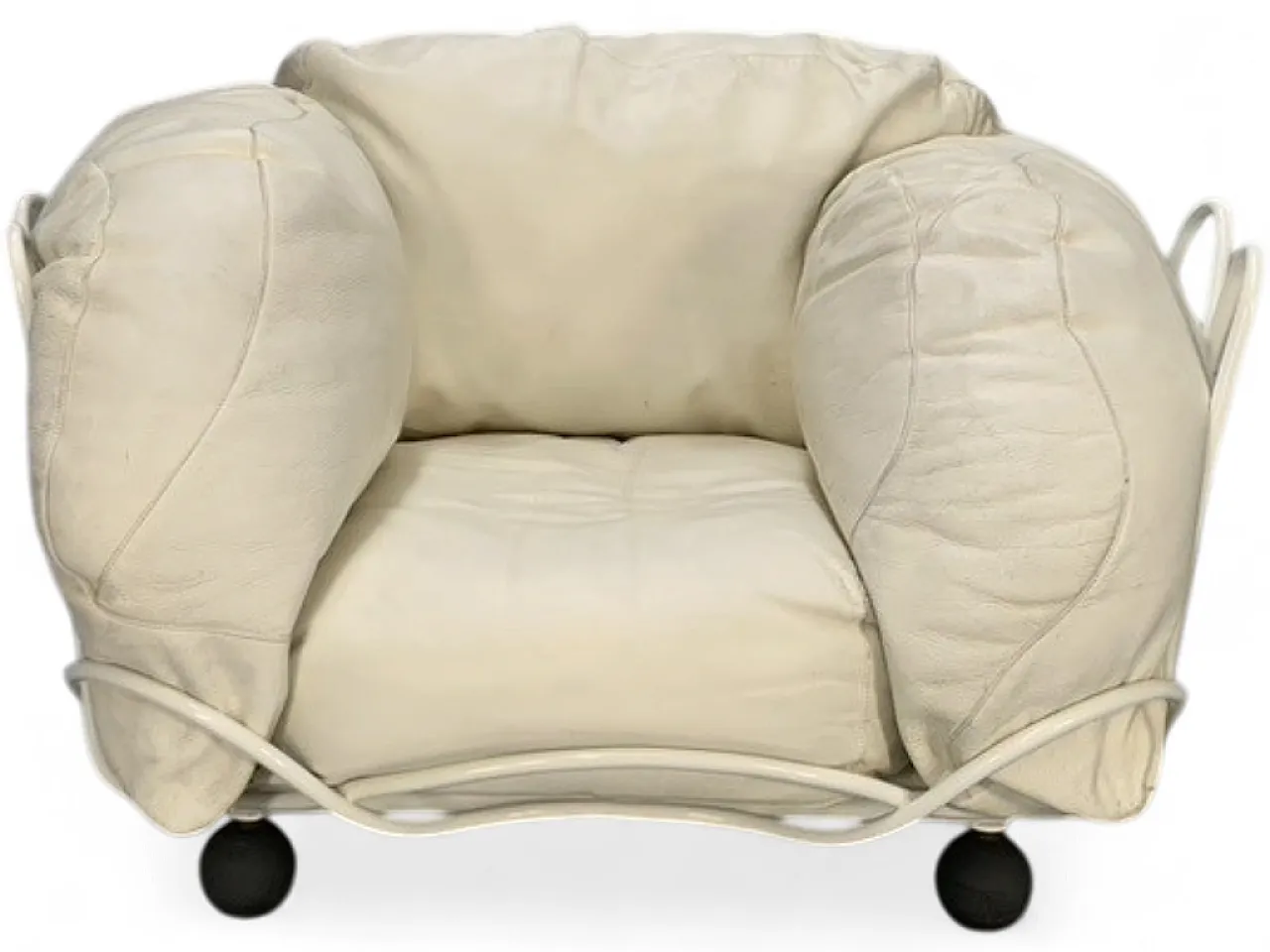 Poltroncina Edra Corbeille – In pelle bianco avorio 10