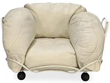 Poltroncina Edra Corbeille – In pelle bianco avorio
