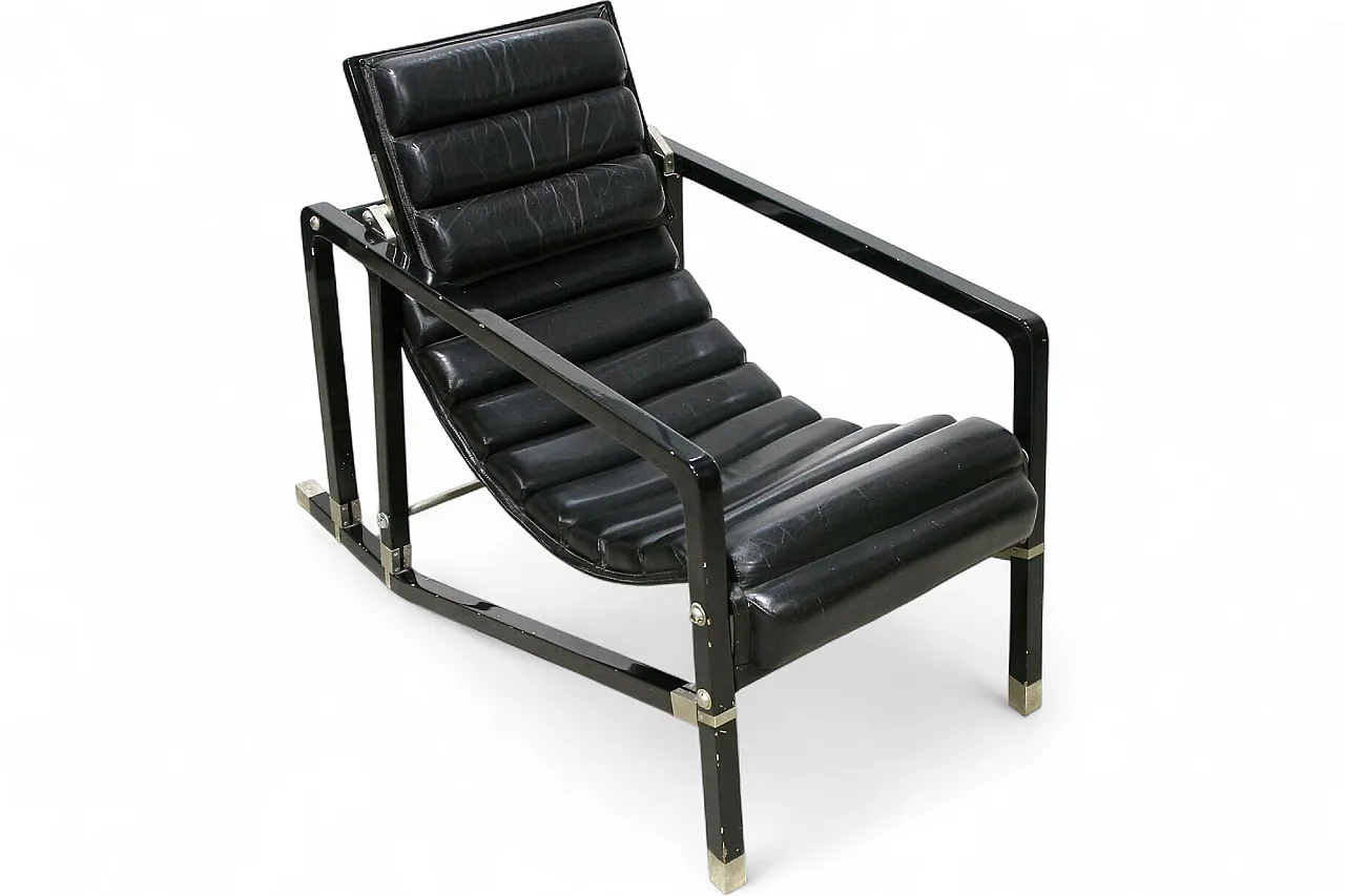 Chaise longue in pelle nera di Eileen Gray, Francia, 1927 19