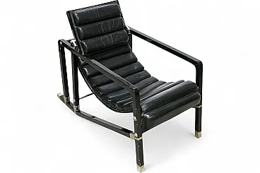 Chaise longue in pelle nera di Eileen Gray, Francia, 1927