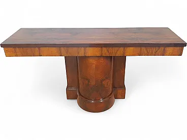 Grande consolle art deco in noce e radica anni 30-40, 1 di una coppia