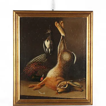 Game painting, oil on canvas, 19th century