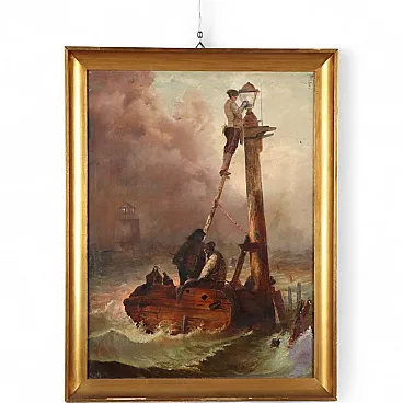Sailors Lighting the Lighthouse, oil on canvas, 19th century