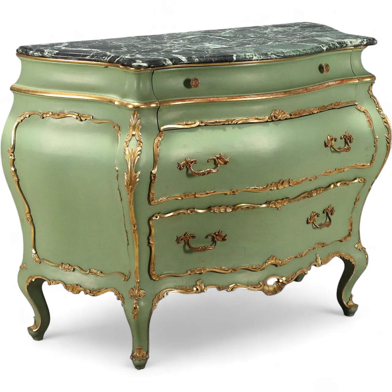 Lacquered and gilded Baroque style chest of drawers, 19th century 11