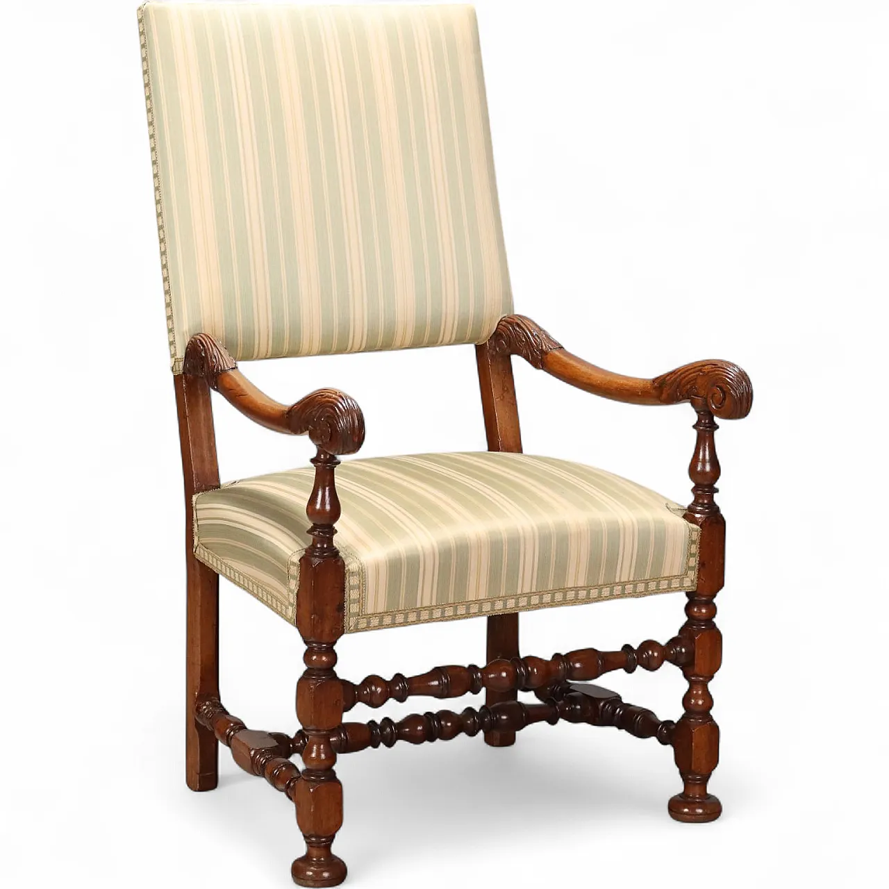 Baroque high chair in walnut, 18th century 10
