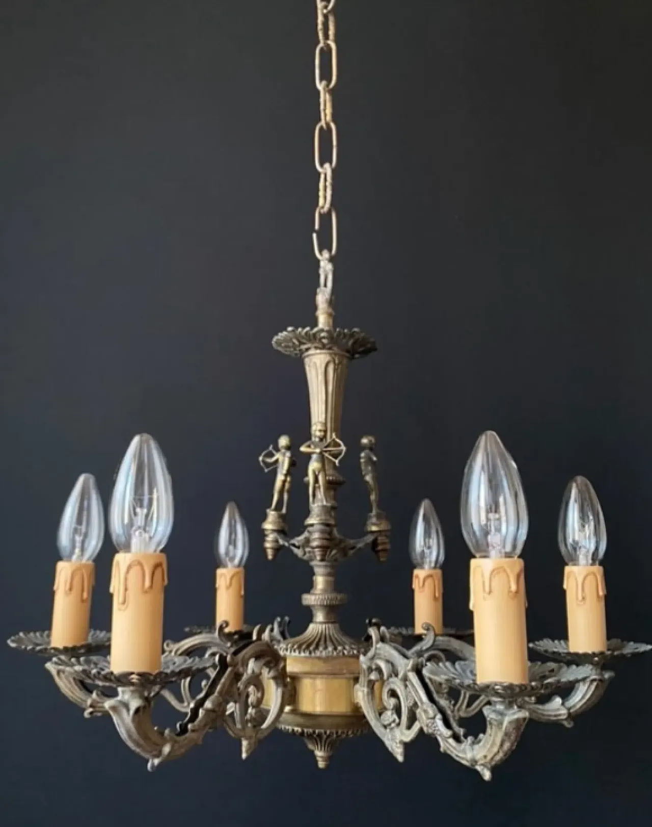 Brass chandelier with archers, 1960s 1