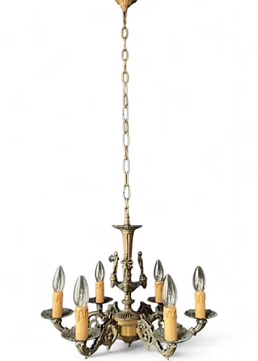 Brass chandelier with archers, 1960s