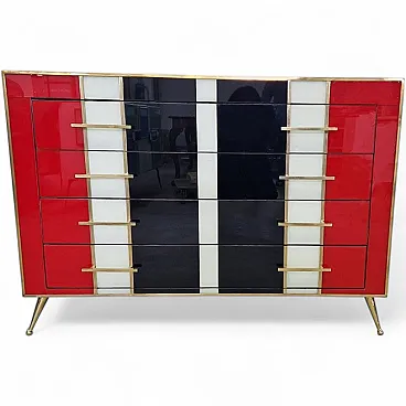 4-drawers glass dresser, 1990s