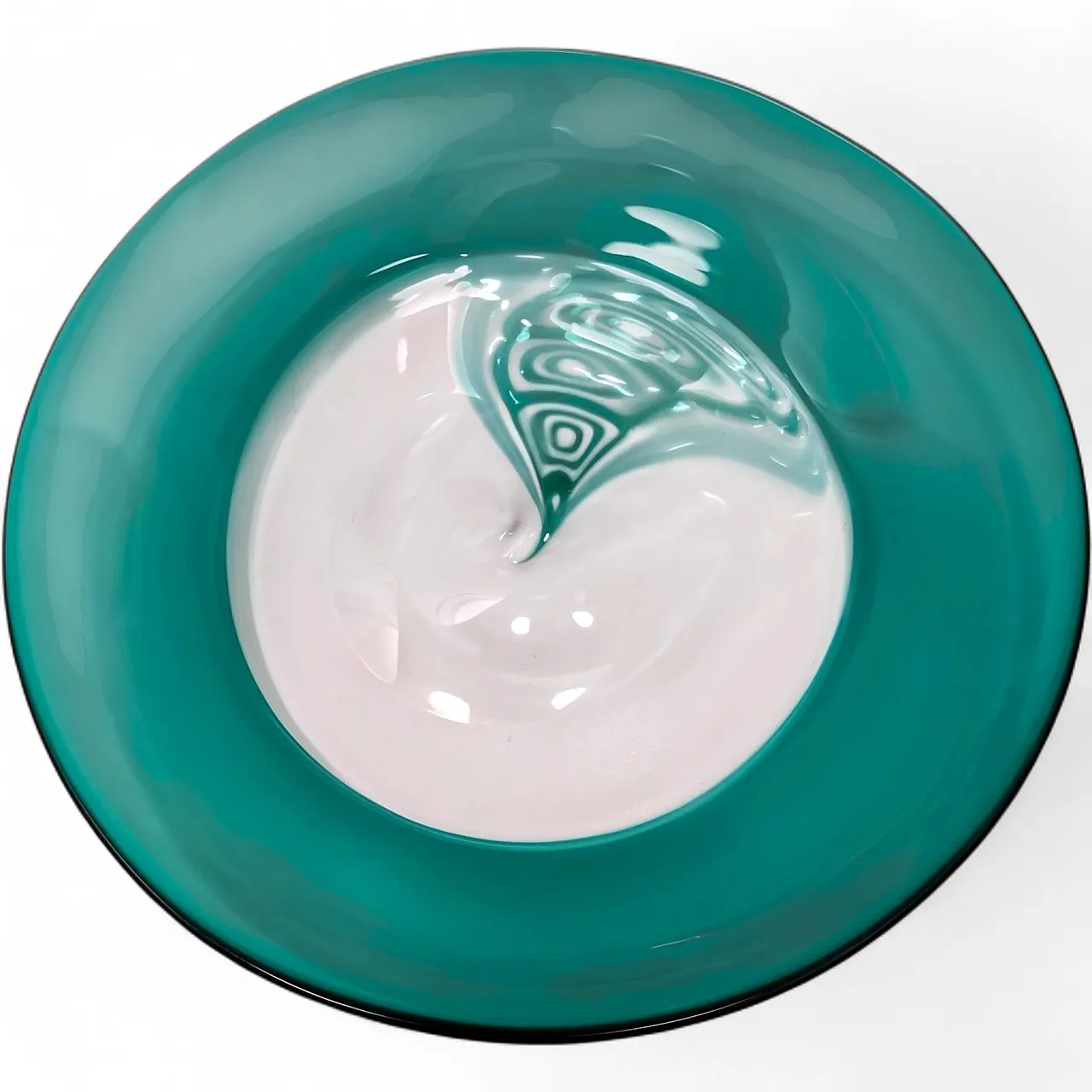 Teal and transparent Murano glass plate by La Murrina, 1970s 11