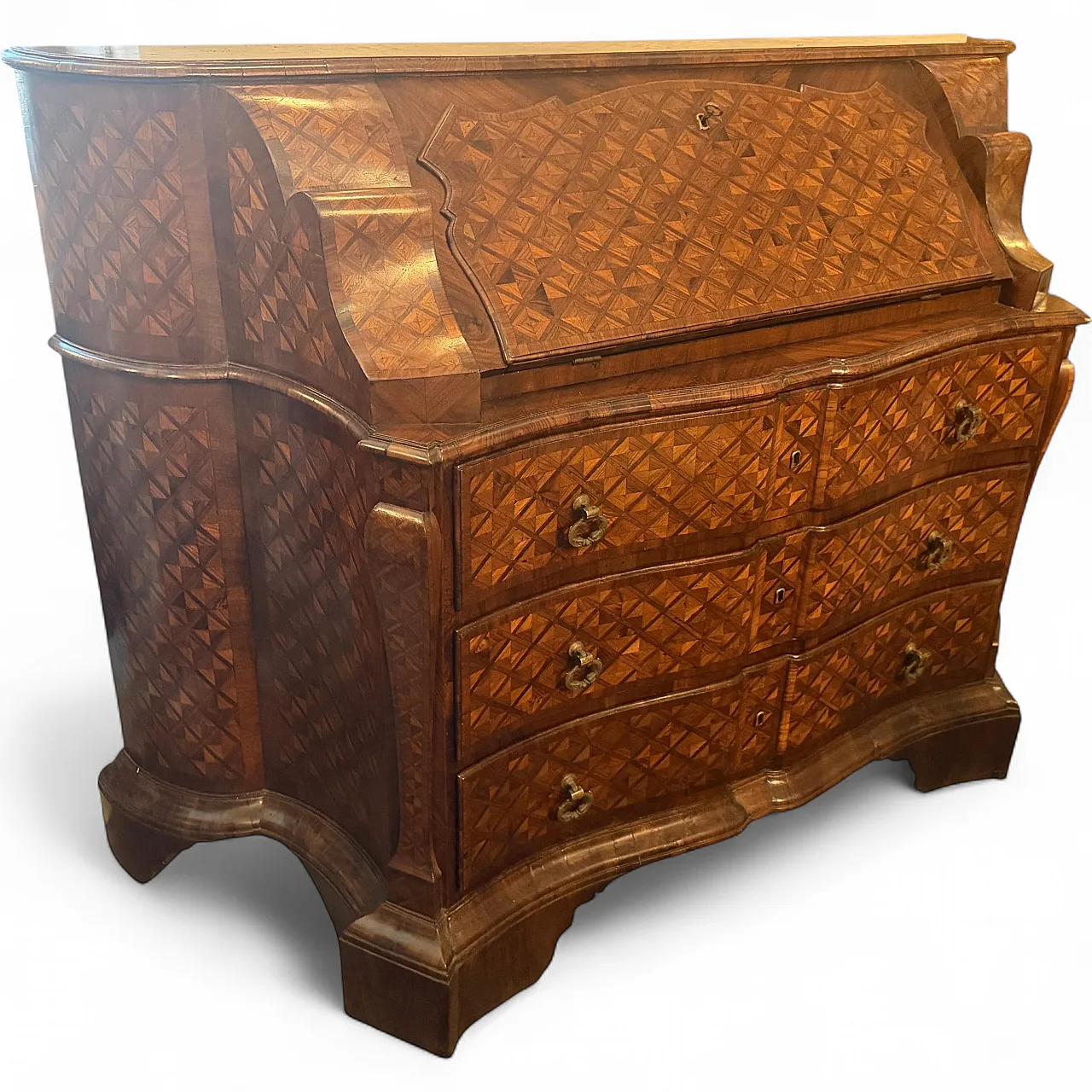 Louis XIV marquetry bureau cabinet, 18th century 16