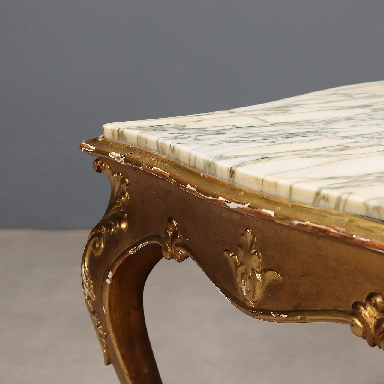 Baroque style coffee table in fir wood, 19th century 4