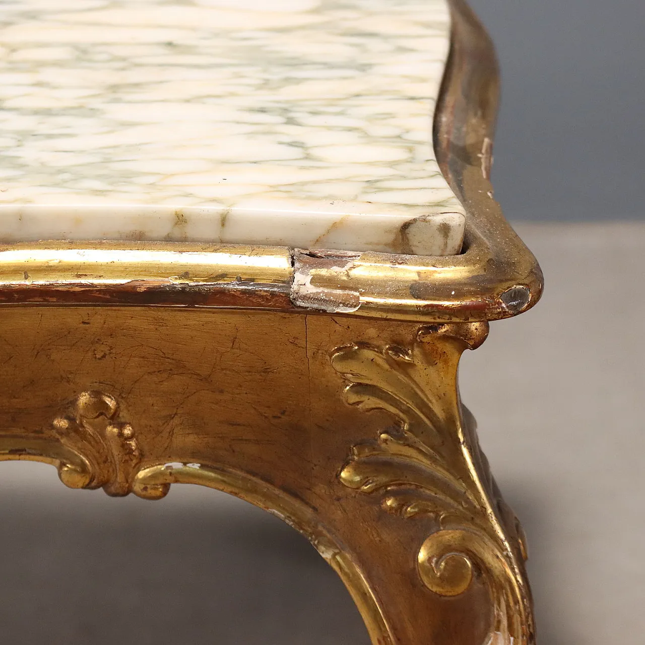 Baroque style coffee table in fir wood, 19th century 6