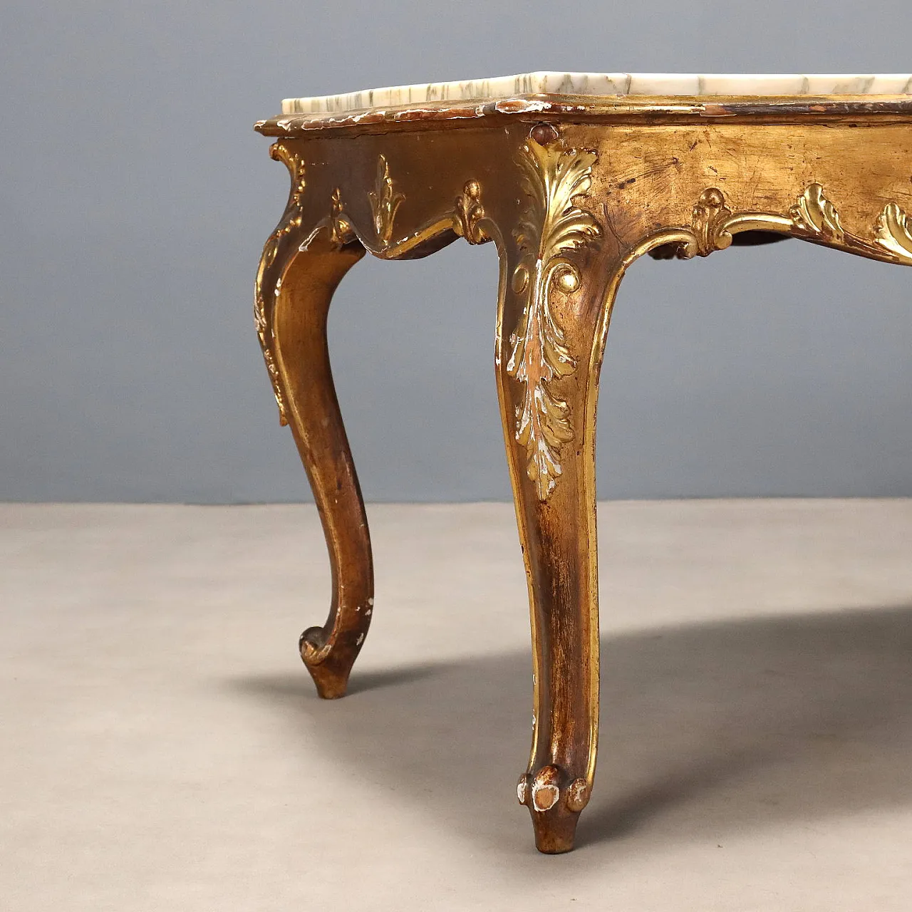 Baroque style coffee table in fir wood, 19th century 8