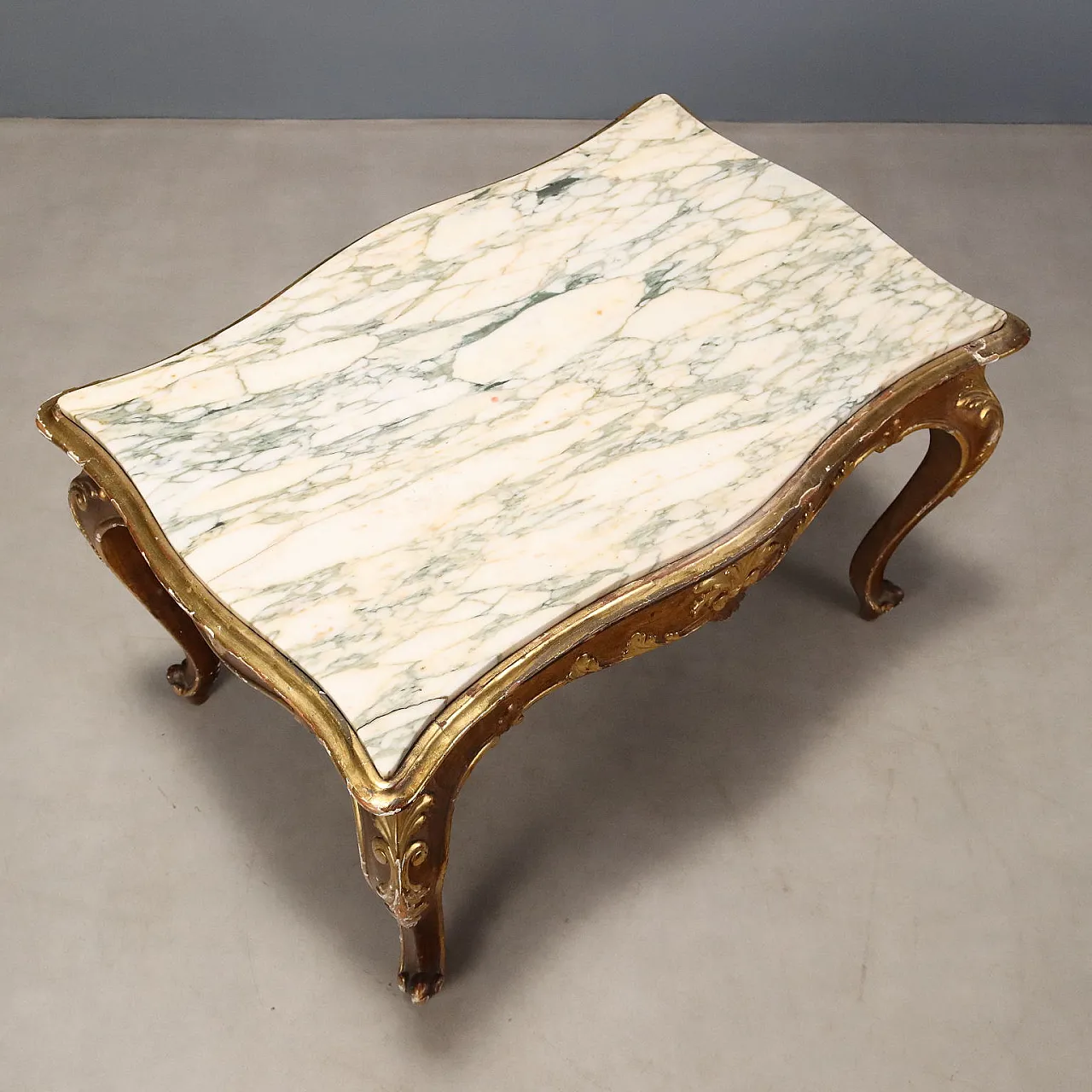Baroque style coffee table in fir wood, 19th century 9