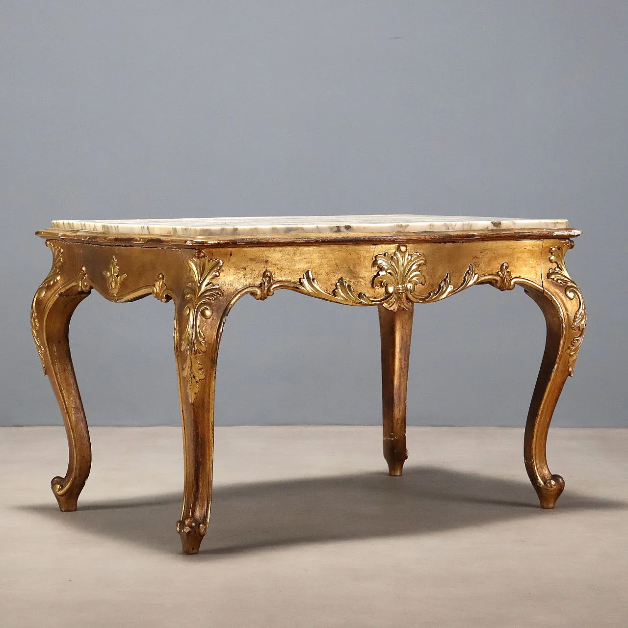 Baroque style coffee table in fir wood, 19th century 10